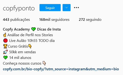 seja breve na biografia para instagram